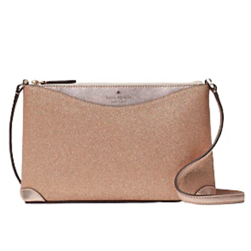 Pre-Owned Rose Gold Kate Spade Joeley Ramey Glitter Fabric Crossbody Bag